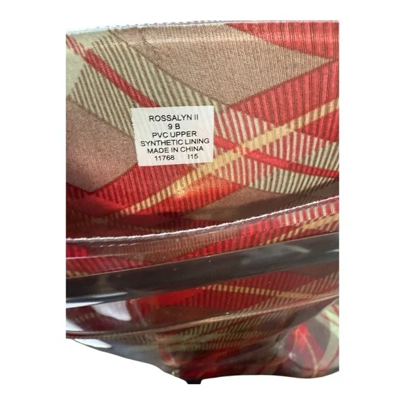 Lauren Ralph Lauren Rossalyn II Plaid Rain Boots Red Brown Tartan Check Size 9B - Picture 4 of 6